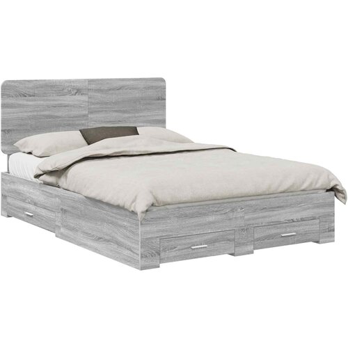  Krevetna konstrukcija s ladicama Siva Sonoma 140 x 200 cm 203 x 143 x 100 cm Slike