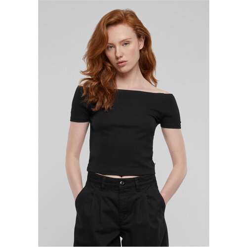 UC Ladies women's organic off shoulder rib t-shirt - black Cene