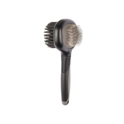 Flamingo četka comfort 2u1 sa prirodnom dlakom i metalnim zubcima, crna Cene