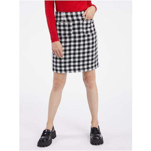 Orsay Women&amp;#039;s White and Black Plaid Skirt - Women Slike