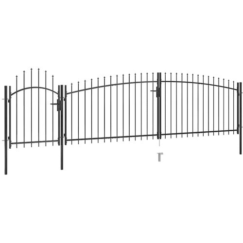 vidaXL Vrtna ograjna vrata s koničastimi vrhovi 5x1,75 m črna Cene
