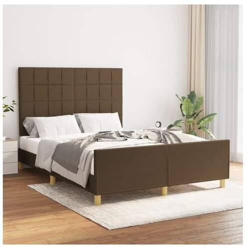  Posteljni okvir z vzglavjem temno rjav 140x190 cm blago Cene