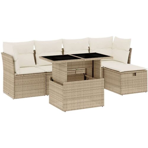 VidaXL 6-dijelni set vrtnih sofa s jastucima bež od poliratana Slike