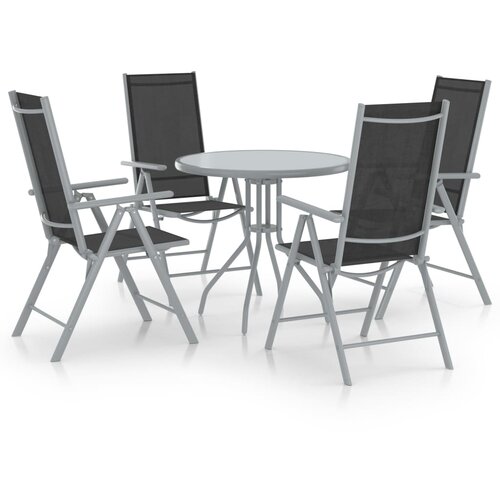  5-dijelni vrtni blagovaonski set aluminij i tekstilen srebrni Cene
