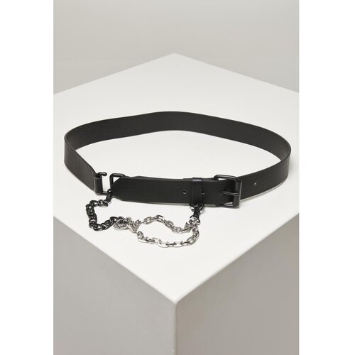 Urban Classics Imitation Leather Belt With Metal Chain Black Slike