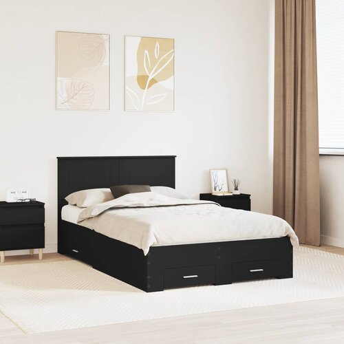  Krevetna konstrukcija Crna 135 x 190 cm Konstruirano drvo Cijene