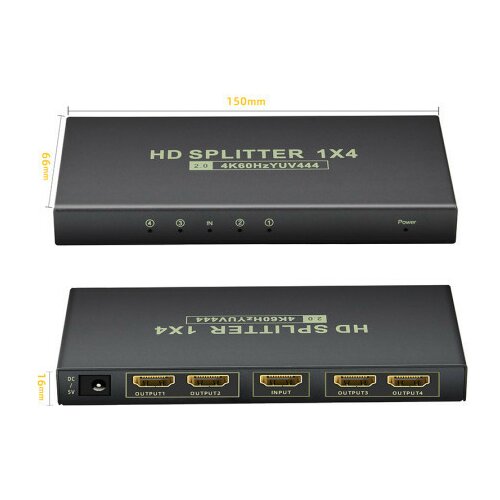 X Wave HDMI2.0 spliter 1x in - 4x out 4K x 2K Activ ( HDMI2.0 spliter 1x in - 4x out 4K x 2K Activ ) Cene