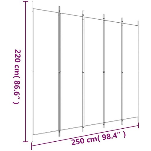  pregrada s 5 panela crna 250 x 220 cm od tkanine Slike