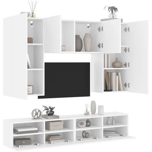  5-dijelni zidni TV elementi bijeli od konstruiranog drva