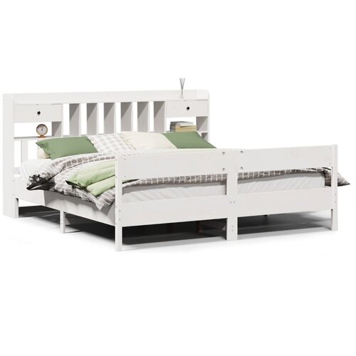 vidaXL Krevet s regalom z knjige bez madraca bijeli 180x200cm borovina Cijene