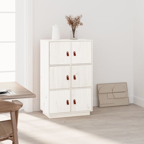 vidaXL Visoka omara bela 67x40x108,5 cm trdna borovina Cene