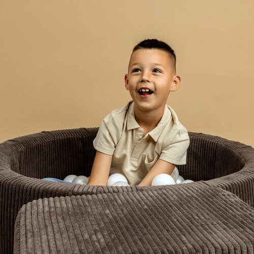 MeowBaby Kaki man&amp;scaron;estrski bazen z žogicami 90x90x30 cm Montessori - Slike