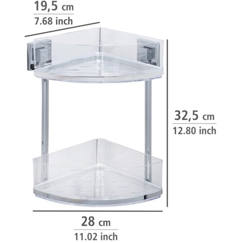Wenko 22690100-Ugaona polica VACUUM-LOC QUADRO ED 28x32,5 cm srebrna/sjajni hrom Slike