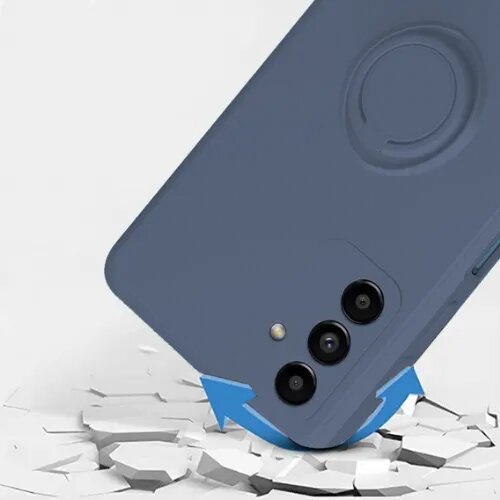 Onasi silikonski ovitek liquid ring za samsung galaxy A32 A326 5G - sivo moder Slike