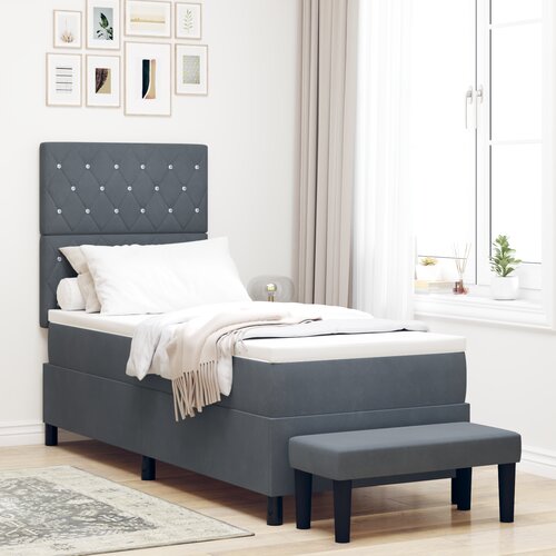 VidaXL Vzmetnica s &amp;scaron;katlo z vzmetnico in klopjo temno siva 80x200 cm aksamit Slike
