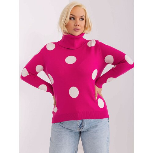 Fashion Hunters Plus-size fuchsia sweater with polka dots Slike