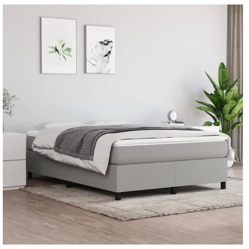  Box spring posteljni okvir svetlo siv 140x190 cm blago