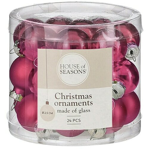  kuglice za božićno drvce house of seasons (tamno roza, staklo, 24 kom., promjer: 2,5 cm) Cijene