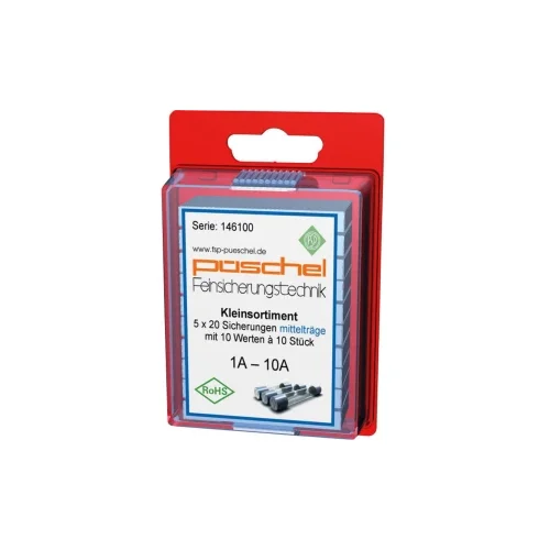 Püschel Feinsicherungen Finožični osigurač 5 mm x 20 mm 1 A, 1.25 A, 1.6 A, 2 A, 2.5 A, 3.15 A, 4 A, 5 A, 6.3 A, 10 A Srednje spor -sS- Püschel SORTI02M