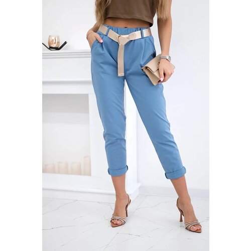 Kesi Włoski Punto trousers with belt denim Slike