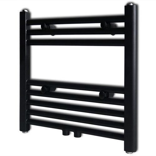 VidaXL kupaonski radijator za ručnike s prečkama ravni crni 480 x 480 mm Slike