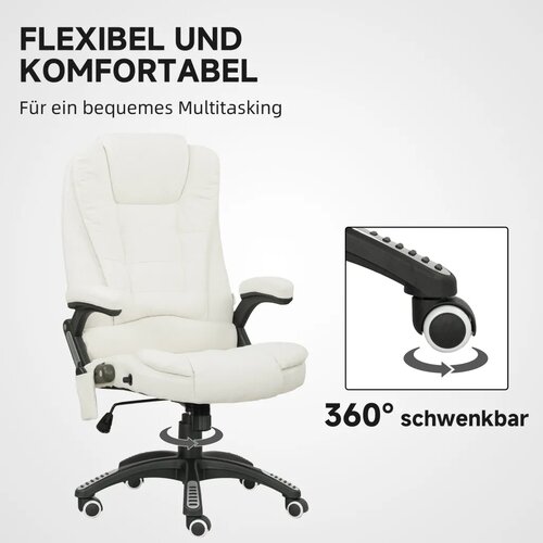  Ergonomska uredska stolica s funkcijom masaže 68 x 72 x 110&amp;ndash;120 cm krem ​​bijela Slike