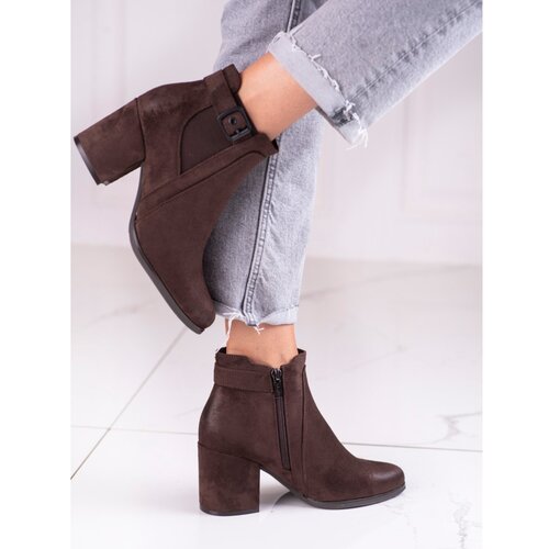 SHELOVET Suede bronze women&amp;#039;s daggers on the post Slike