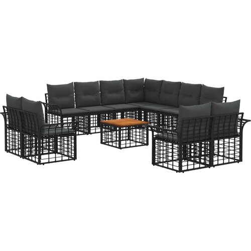  Set vanjskih sofa 12 pcs Crna i tamno siva Poliester - Crna i tamno siva sa stolom Cene