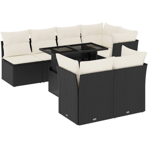 Maison Chic Seti vrtnega pohištva - Vrtna garnitura - Vrtni pohištvo set 8-delna z blazinami črn poli ratan, (21808776) Cene