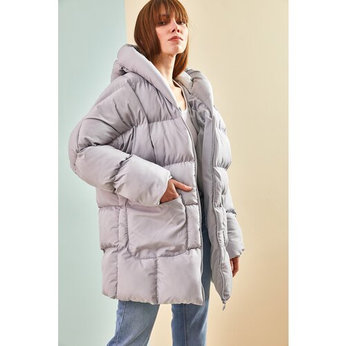 Bianco Lucci Women&amp;#039;s Oversized Puffy Coat with Double Pockets Hooded Slike