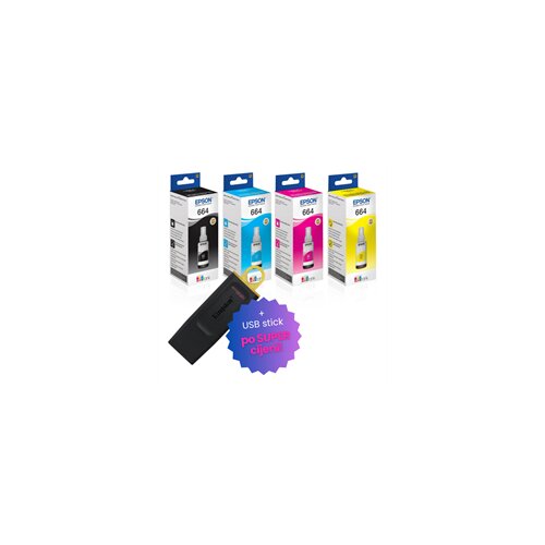 Epson Komplet bočica T664 (BK/C/M/Y), original + USB stick po SUPER cijeni Cene