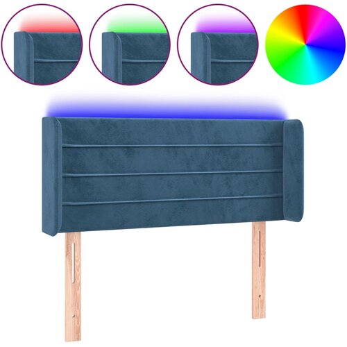 Maison Chic led posteljno vzglavje - vzglavna omarica - nočna omarica temno modro 103x16x78/88 cm žamet, (21709042) Slike