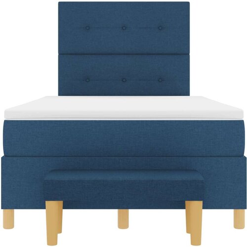 Box Spring Krevet s Madracem i Klupom Plava 120x200 cm Tkanina Slike
