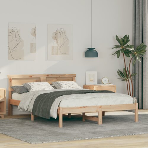 vidaXL Krevetna konstrukcija Smeđa 135 x 190 cm Borova drva Cene