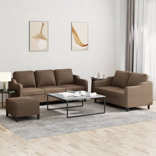  3-dijelni set sofa s jastucima smeđi od tkanine Cijene