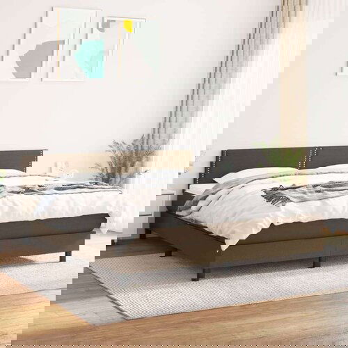  Box spring postelja z vzmetnico temno rjava 160x200 cm blago, (20899564) Slike