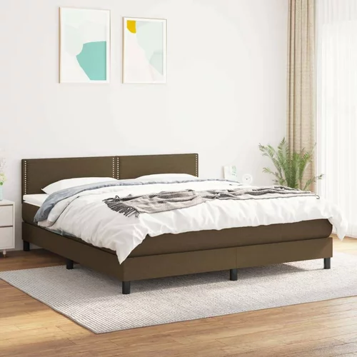  Box spring postelja z vzmetnico temno rjava 160x200 cm blago, (20899564)