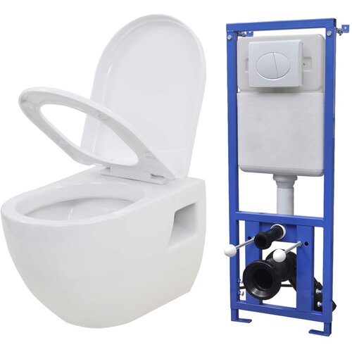  Viseča WC školjka z vgradnim kotličkom keramika bela Cene