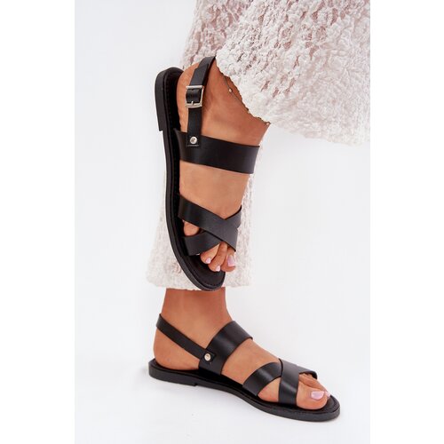 Boto Flat Ladies Sandals Made Of Eco Leather Black Kalira Cene