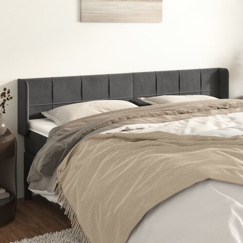 VidaXL Uzglavlje s u&amp;scaron;ima tamnosivo 203x16x78/88 cm bar&amp;scaron;unasto Slike