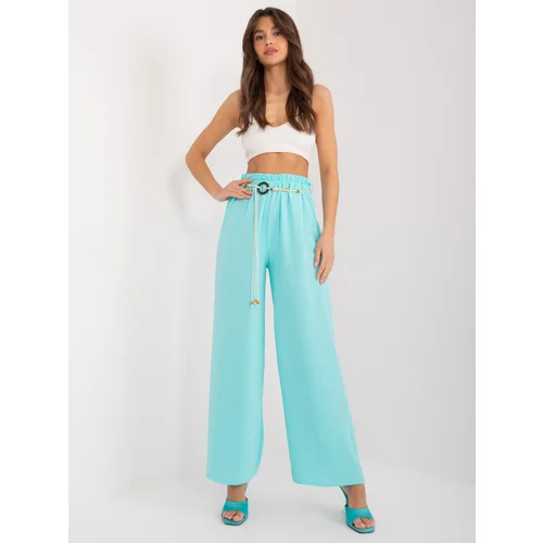 Fashion Hunters Summer trousers made of mint fabric