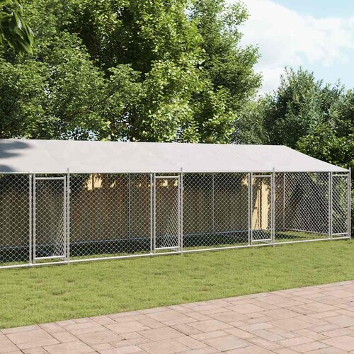  Kavez za pse s krovom i vratima sivi 10x2x2 m pocinčani čelik Cene
