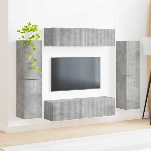  Set TV komoda 8 pcs Betonski sivi Konstruirano drvo Slike
