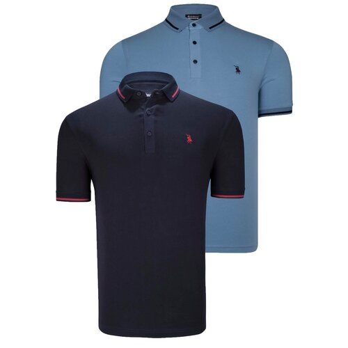 Dewberry DOUBLE SET T8586 MEN'S T-SHIRT-NAVY-INDIGO Cene