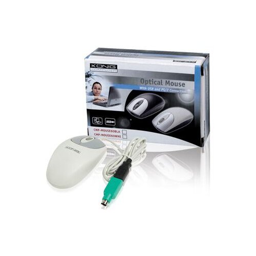 Konig Mi&amp;scaron; optički, 1000dpi, USB i PS/2, boja bijela &amp;ndash; CMP-MOUSE 60WHI Slike