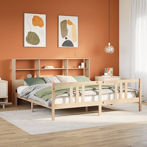 vidaXL Knjižna postelja brez vzmetnice 200x200 cm trdna borovina Cene
