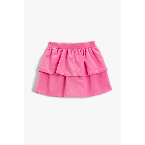 Koton Girl Pink Frilly Mini Skirt Cotton