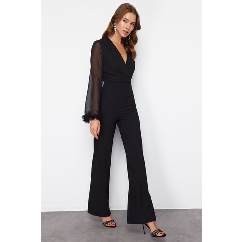 Trendyol Black Woven Trim Jumpsuit Slike