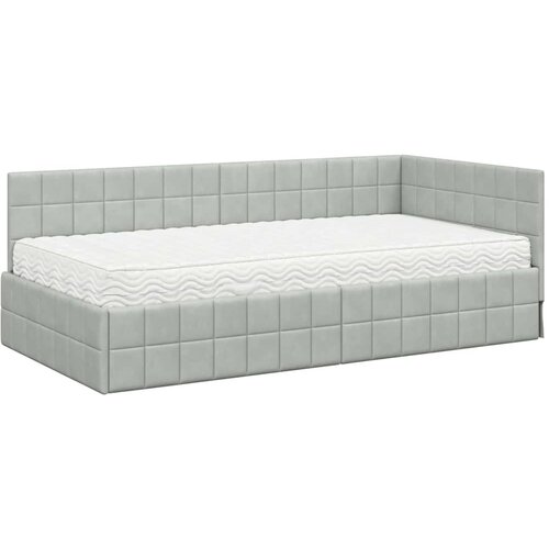 Kutni krevetni okvir s madracem 2 kom. Svjetlosiva 100 x 200 cm Slike