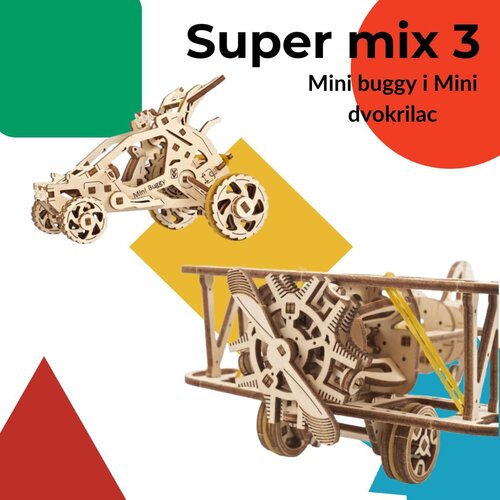 UGEARS 3D puzzle super mix 3 (Buggy i Dvokrilac) Cene
